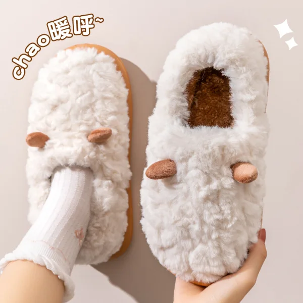 

2024 New Winter Lovely Couples Indoor Warm Cotton Slippers Simple Casual Korean Slippers