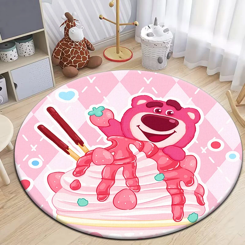 

Strawberry Bear Printed Cartoon Round Carpet for kids Living Room Rugs Camping Picnic Mats Yoga Mat Gifts round rugs