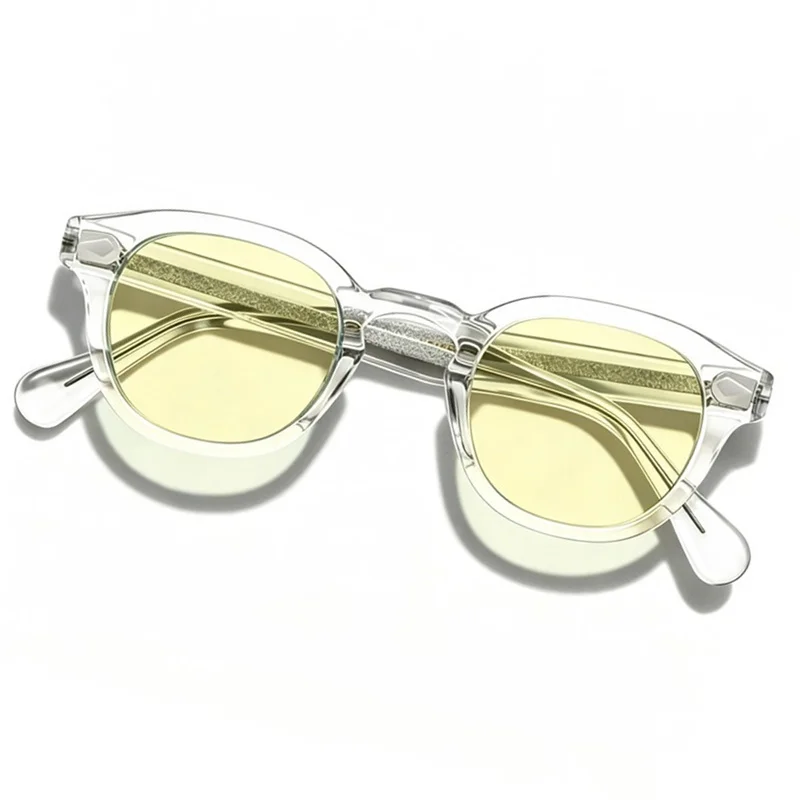 New Depp Captain Retro Newyork Hipster Round Sunglasses UV400 Women Crystal Acetates Frame Tinted Lens for Prescription Shades