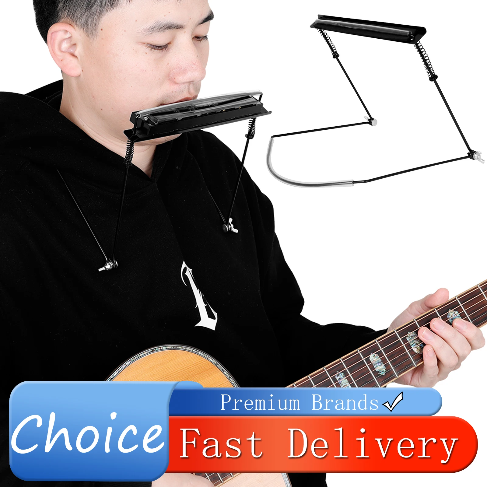 IRIN Harmonica Neck Clamp Stand 24 Hole Harmonica Stand Hanging Metal Adjustable with Polyphonic Accent For Folk Performance