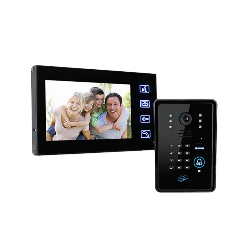 Rfid Keyfob Access Control Touch Sensor Button Ip55 Color Cmos 700Tvl Camera Video Door Phone System