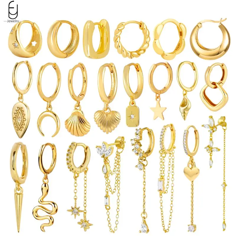 925 Sterling Silver Needle Vintage Gold Earrings Luxury Long Chain Tassel Crystal Hoop Earrings for Women Party Trend Jewelry