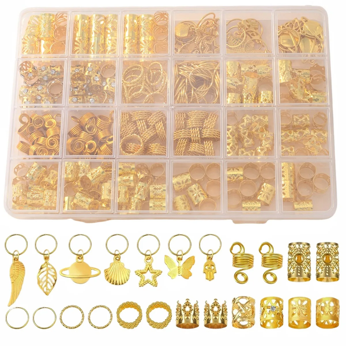 

280pcs New Style Wig Accessories Shell & Butterfly Pendants, Dreadlocks Big Braids Charms, Hair Rings