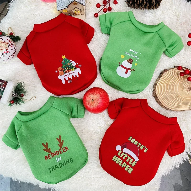 Christmas Pet Dog Clothes for Small Dogs Plus Fleece Puppy Cat Clothing Warm Winter Pets Sweater Chihuahua Festival Costume