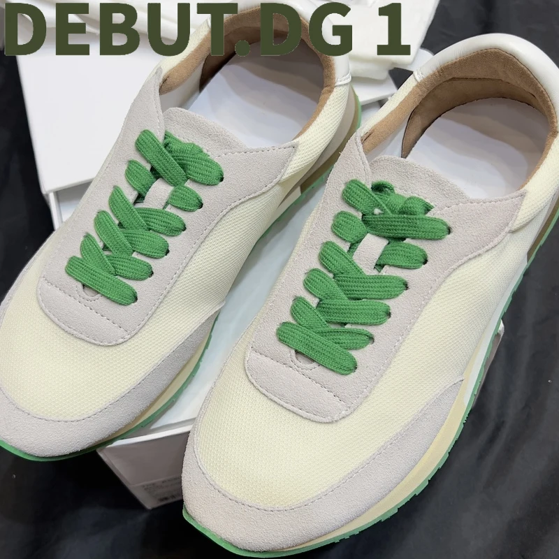 Green Sole Sports Shoes for Women Breathable Mesh and Suede Upper Lightweight Comfortable Walking Sneakers