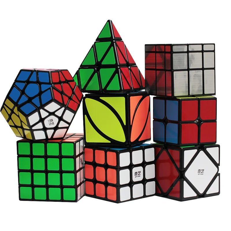 ZCUBE QiYi Speedcube Set 8pcs Professional Magic Cube 8 in 1 Speed Puzzle 2x2 3x3 4x4 Mirror Skewb Pyraminx Megaminx QY Toy Cubo