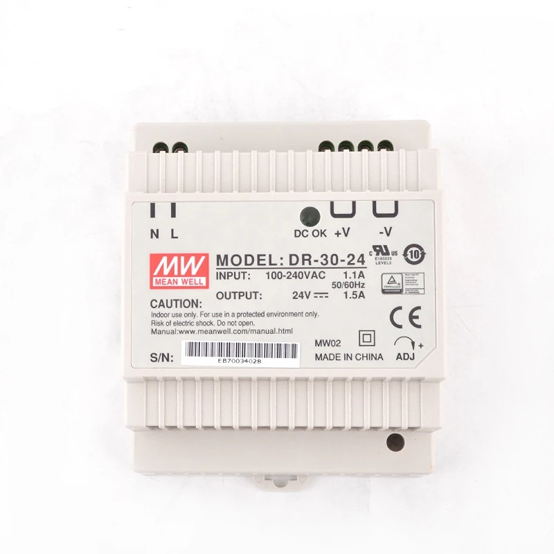 

DR-30-24 small volume 30W single group output rail mounted switching power supply 24V1.5A