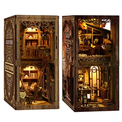 DIY Book Nook Shelf Insert Kits Wooden Miniature Model Kit Cyberrpunk Bookend Assembled Bookshelf Home Decor Christmas Gifts