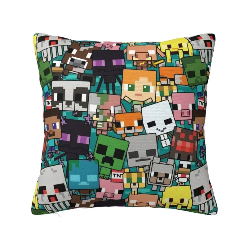 Custom Fashion Anime Game Mine C-Crafts Cartoon Cushion Covers 40x40cm Soft Pillow Case for Sofa Square Pillowcase Living Room