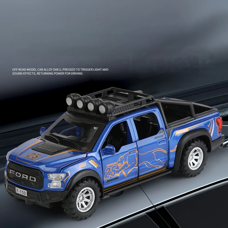 1:32 Ford F150 Raptor Legierung Automodell Sound und Licht Zurückziehen Kinderspielzeug Sammlerstücke Geburtstagsgeschenk