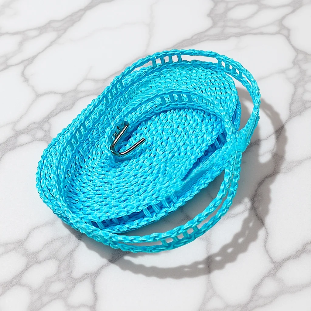 

5M Windproof Nylon Clothesline Rope Adjustable Outdoor Drying Line Cord Stainless Steel Hooks Partition Grid Design