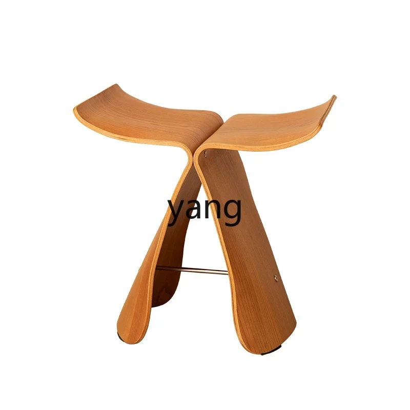 

Yjq creative household small stool solid wood simple Nordic shoe change butterfly dressing stool