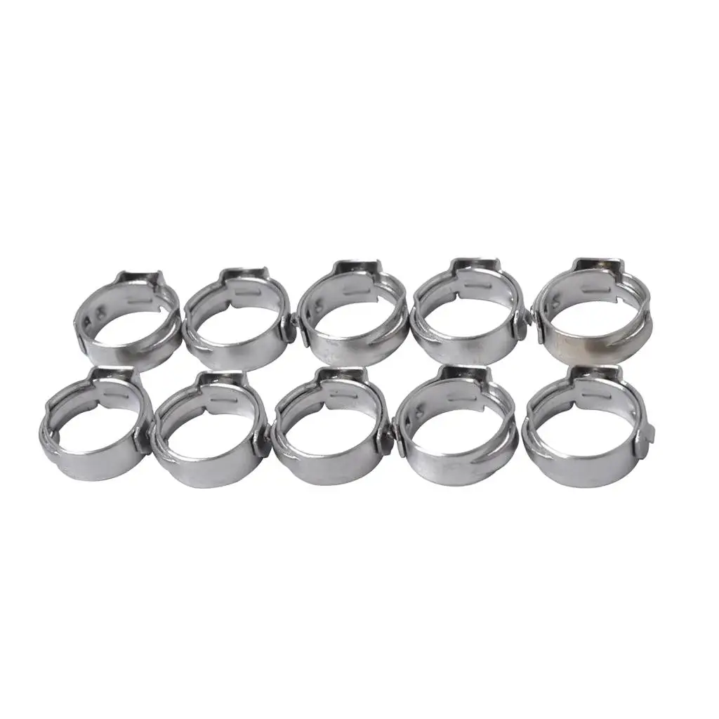 10 Pieces Stainless Steel Single Ear Adjustable Band Hose Clamps 8.8mm