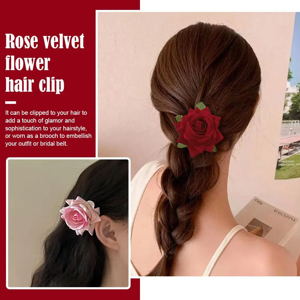 Retro Rose Flower Classy Elegant Fashionable Hairpin Accessories Hair Flower Rose Side Clip Red/pink/white Accessories Hair O6q1