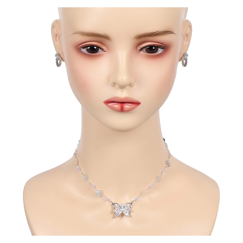 2025 شريرة 2 Glinda تأثيري القوس أقراط قلادة الملابس والاكسسوارات قرط كبس شريط حول ياقة الملابس النساء الكبار دور هالوين البدلة الدعائم #2