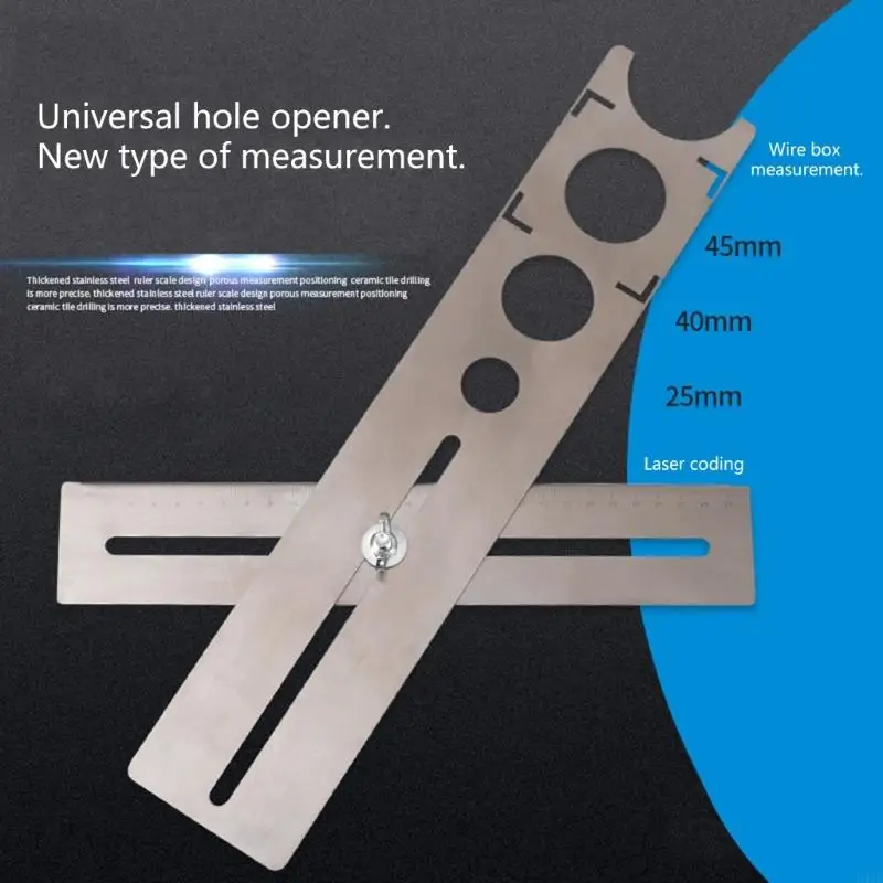 Règle localisation trous carrelage B46D, outils mesure manuels poinçonnage réglables pour décoration