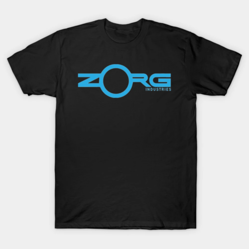 Mens Cotton Zorg Industries T Shirt Bright Blue Futuristic Circle Font Logo The Fifth Element Sci Fi Movie Casual Fan Graphic Te