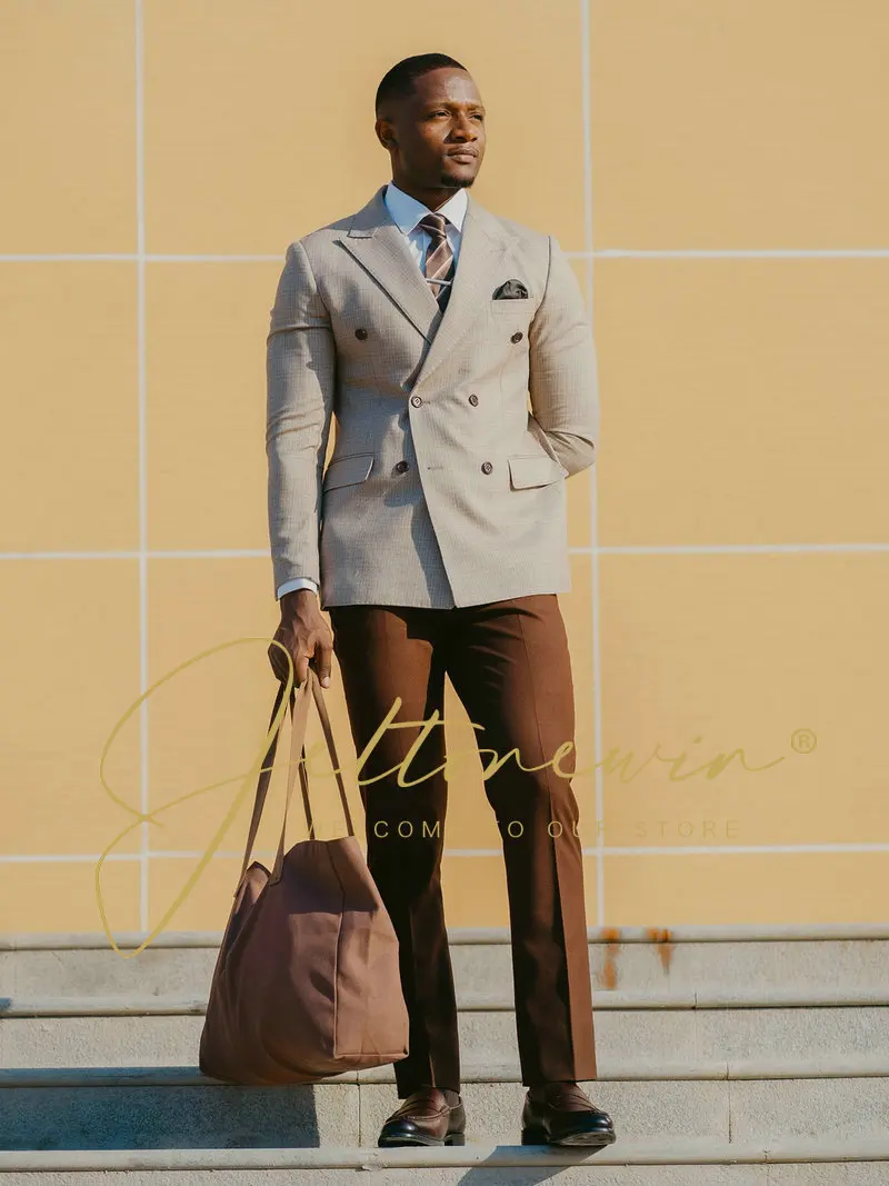 

Двубортный костюм для мужчин, индивидуальный цвет, размер, комплект из двух предметов, приталенный формальный смокинг для свадьбы, классические модные костюмы для мужчин