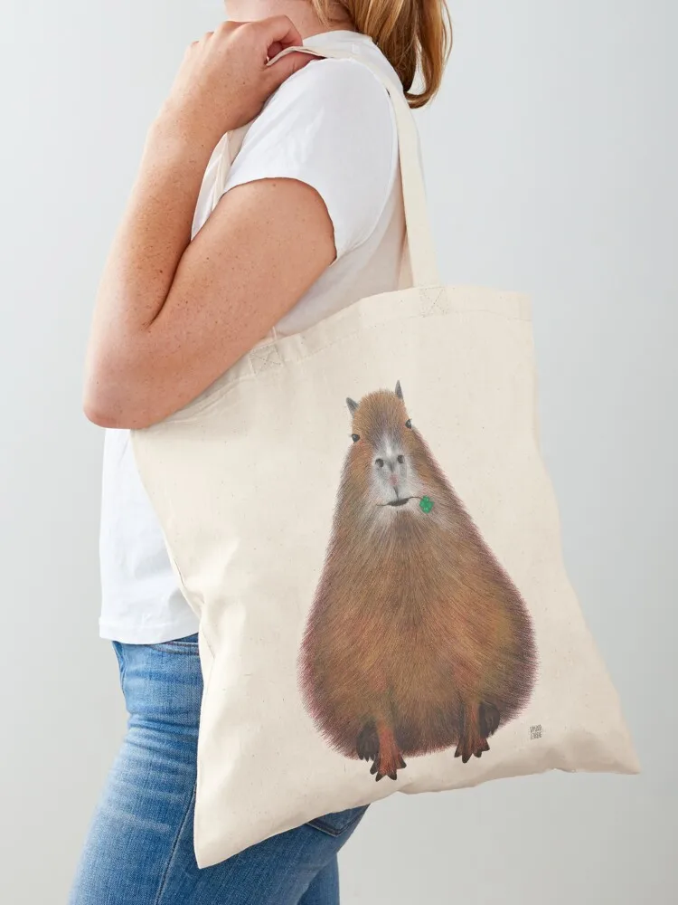 

Capybara high quality, hand made illustration Tote Bag shopping cart bags Custom bag shopping trolley bag Handbags women