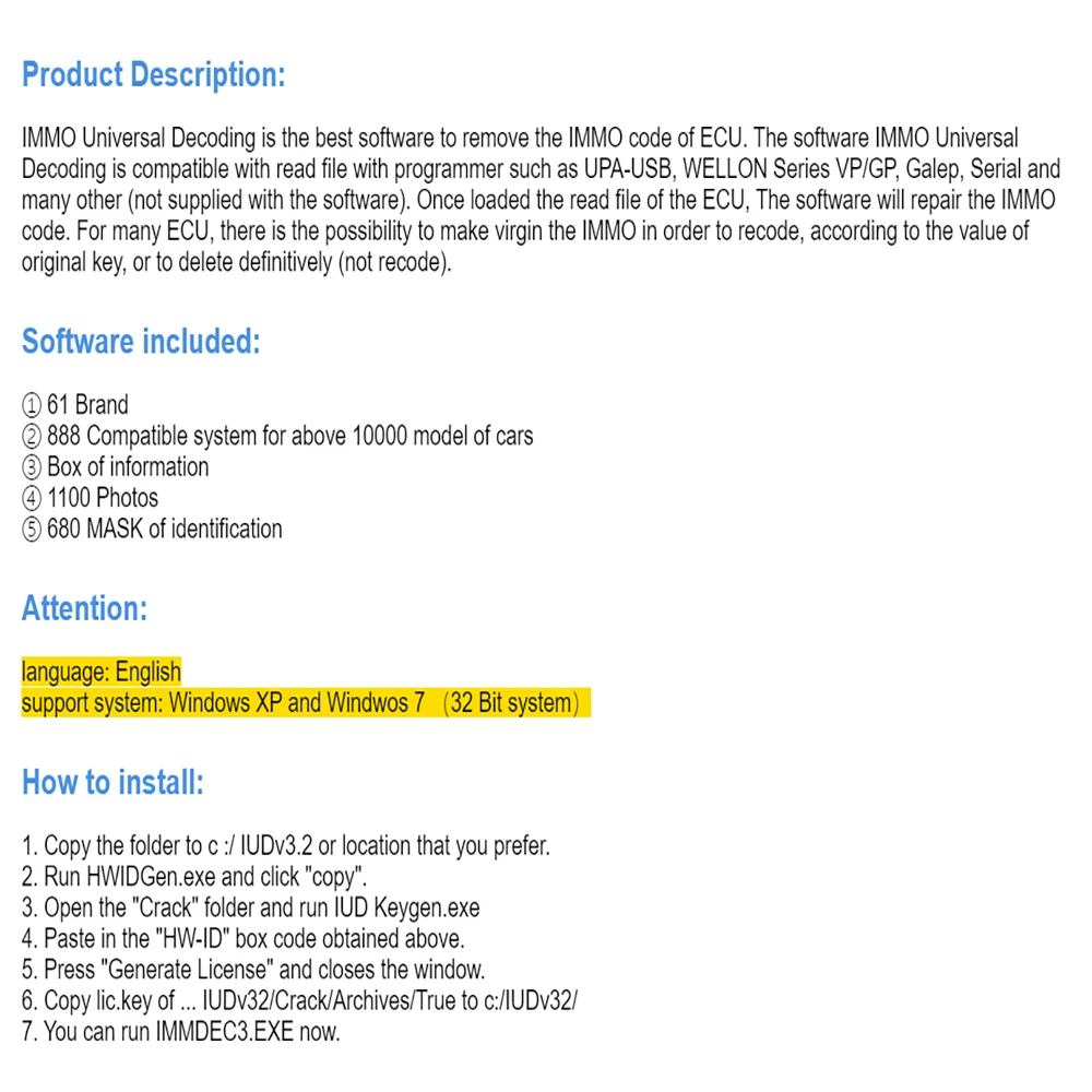 EcuVonix IMMO Universal Decoding v3.2 Remove IMMO Code Of ECU+Keygen For Unlimited Install car diagnostic software link 32GB USB