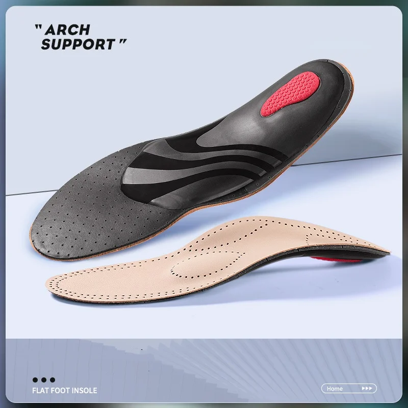 

Genuine Leather Latex Flat Foot Correction Insoles O-shaped Leg Sole Orthosis Foot Eversion High Arch Support Insoles