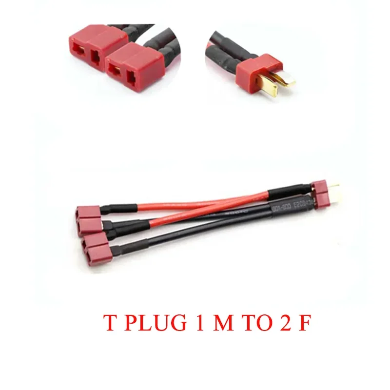 100mm T Plug/XT60/XT90 Parallel Battery Connector Cable Male/Female Dual Extension Y Shape 12AWG Silicone Wire for RC Drone