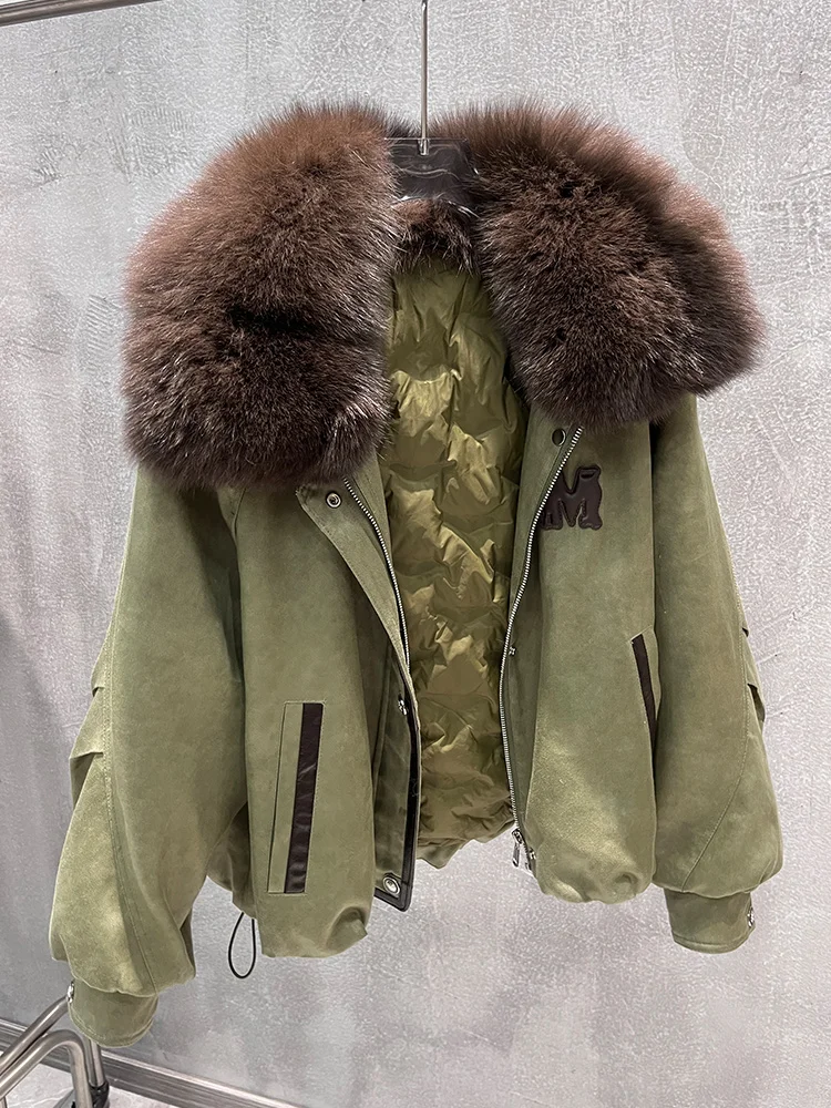 

2025 Winter Warm Women Real Fox Fur Collar Natural Goose Down Jackets Puffer Jackets Thick Female Outwear Coats Hot Sale