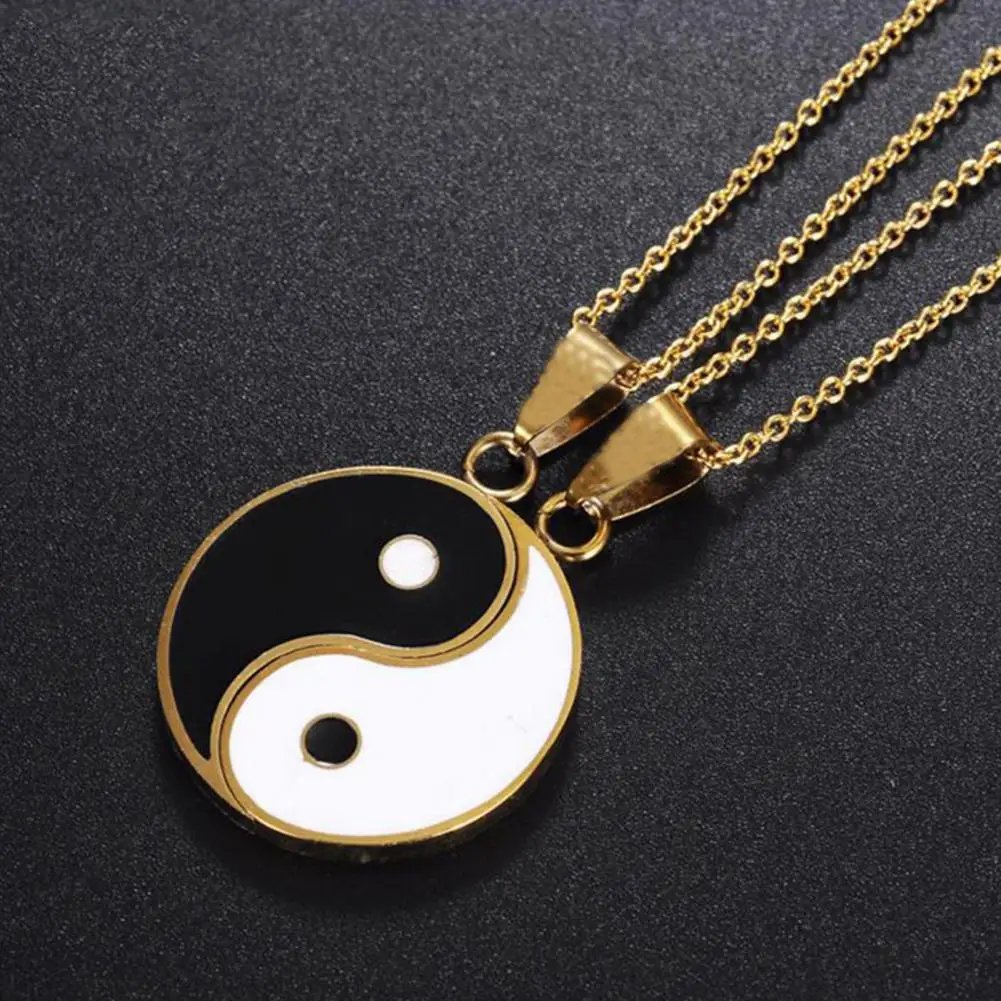 1 Pair Tai Chi Yin Yang Couple Necklace Alloy Unisex Necklace Tai Chi Pendants for Women Lover Choker Necklace For Men Women