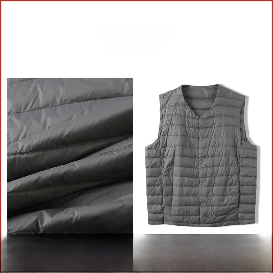 

Men's Lightweight High Fluffy down Vest New Winter Faion Pure Color Casual Du Feather Vest Youth ular Daily Wear