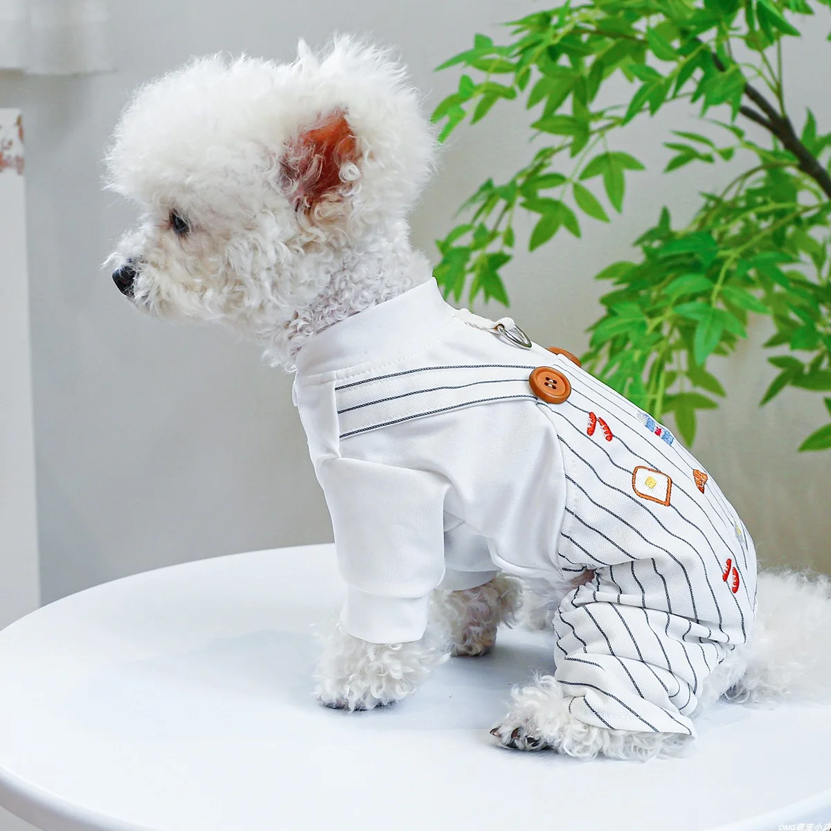 1PC Pet Apparel Dog Spring and Autumn Strap Pants Striped Four legged Pants Belt Pull Cord Buckle For Small Medium Dogs