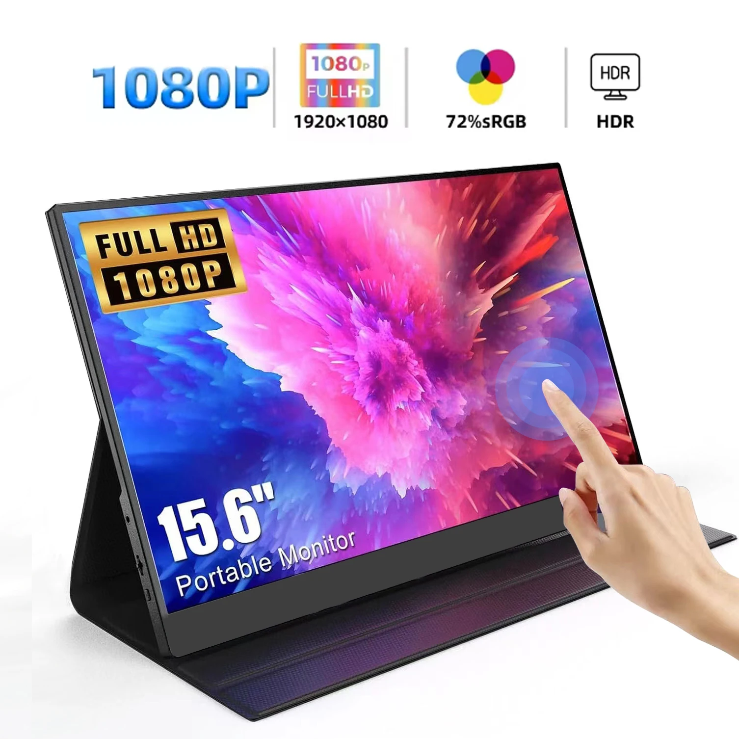 

15.6 Inch Touch Portable Monitor HDR Extended Display16:9 Low Blue Light 1920*1080P 300cd/m2 for Laptop Second Screen XBoxPS4/ 5