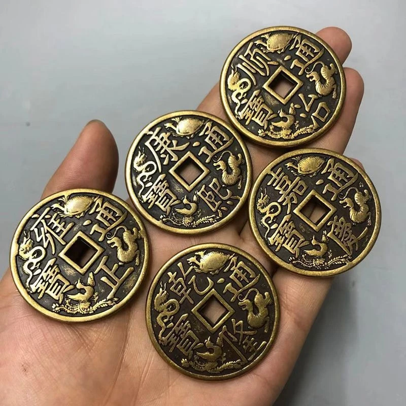 New model of Five Emperors , brass coins, Shunzhi, Kangxi, Qianlong Tongbao, handmade metal ornaments made of copper