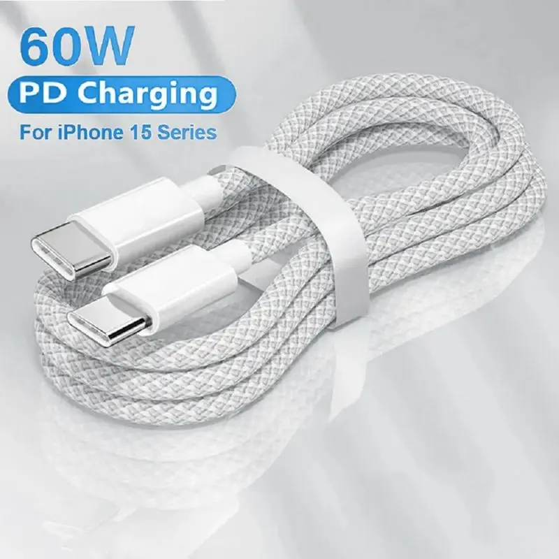 Usb C to Type C Fast Charging PD 60W CellPhone Braided Date Cable For Iphone 15 Samsung Huawei Xiaomi Macbook iPad Line Android