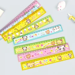 Regla de dibujos animados para niños, plástico transparente, recto, lindo, material escolar de papelería, 20cm, 3 piezas