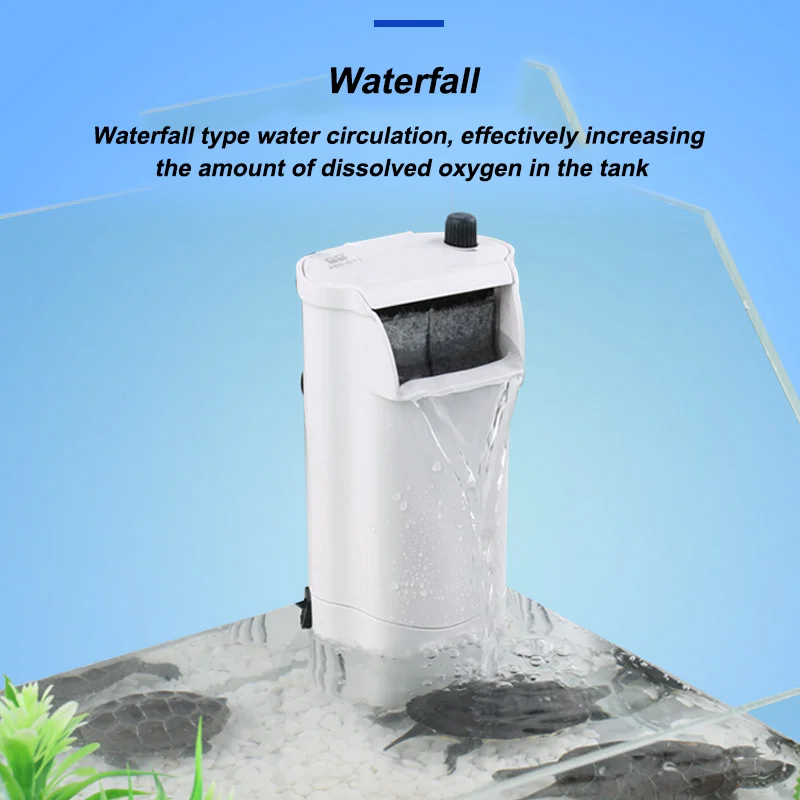 SUNSUN HN-011 HN-012  Low Water Level Turtle Tank Filter Waterfall Type Small Silent Built-in Water Purifier