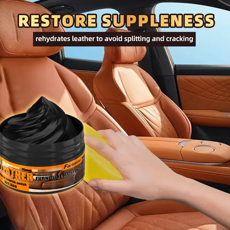 Farienne 30ml Leather Care Paste - Anti-Crack Moisturizing Conditioner for Car Seats And Furniture