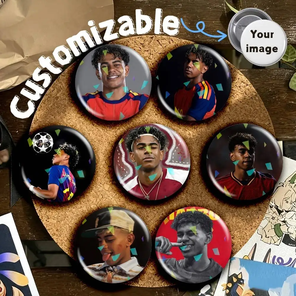 Star-boy L-Lamine 10 Spain Y-Yamal Round Brooch Pins, Personalized Badges With Broken Glass Design Fashion Accessory