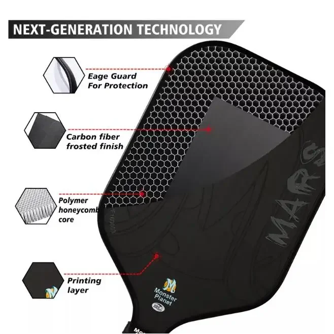 Paletas Pickleball ligeras combinadas de fibra de carbono para jugadores profesionales, se pueden utilizar en competiciones internacionales.