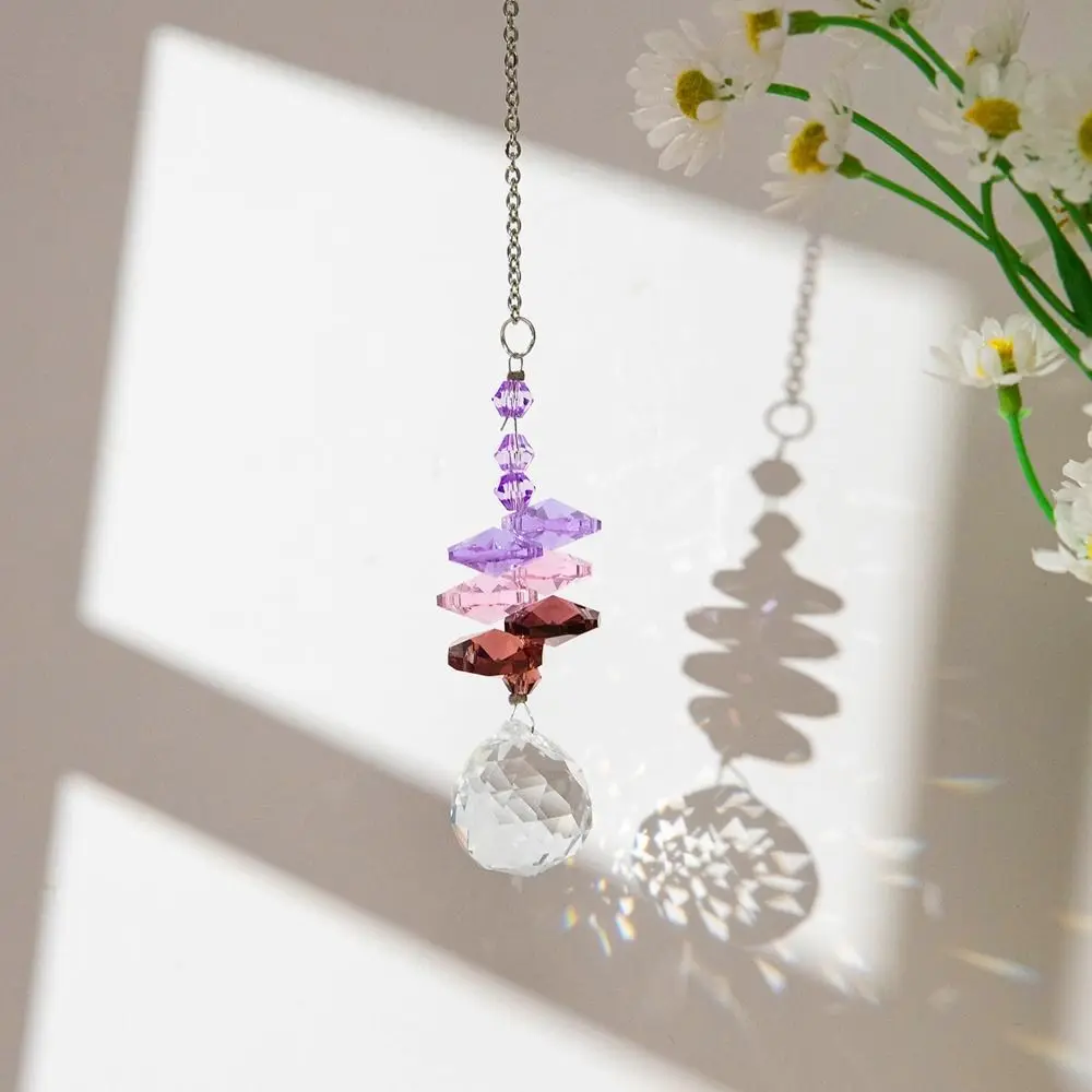 

5Pcs Crafts Hanging Crystal Wind Chime Rotating Exquisite Sun Catcher Colorful Prism Pendant Courtyard