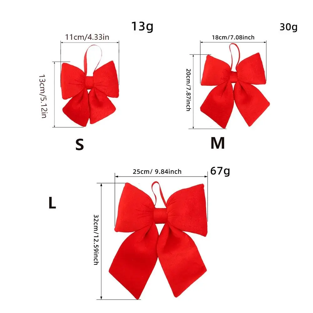 Hanging Ornament Red Christmas Bow DIY Reusable Xmas Tree Bowknot Pendant Flannelette Large Size Christmas Tree Decorations