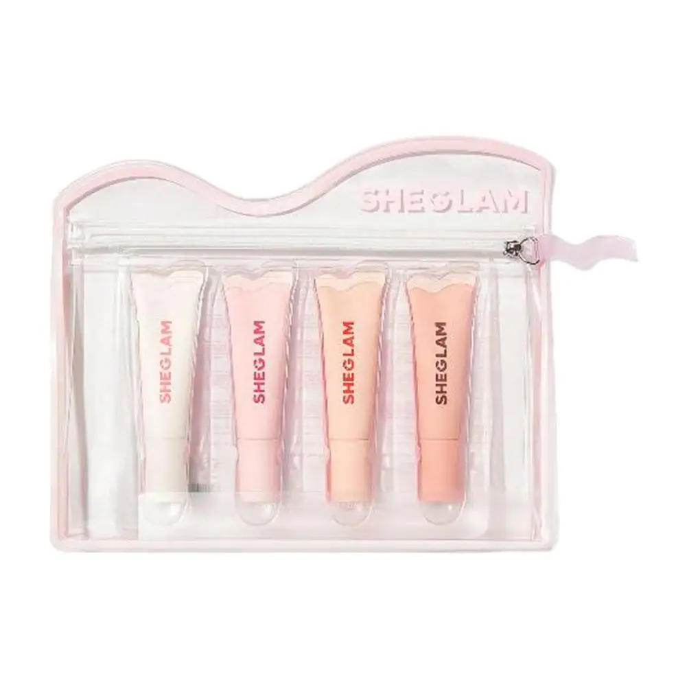 SHEGLAM リップグロス 4 個セット 色付きリップグロス 保湿と栄養を与え、乾燥や敏感を改善し、唇のラインを軽減します
