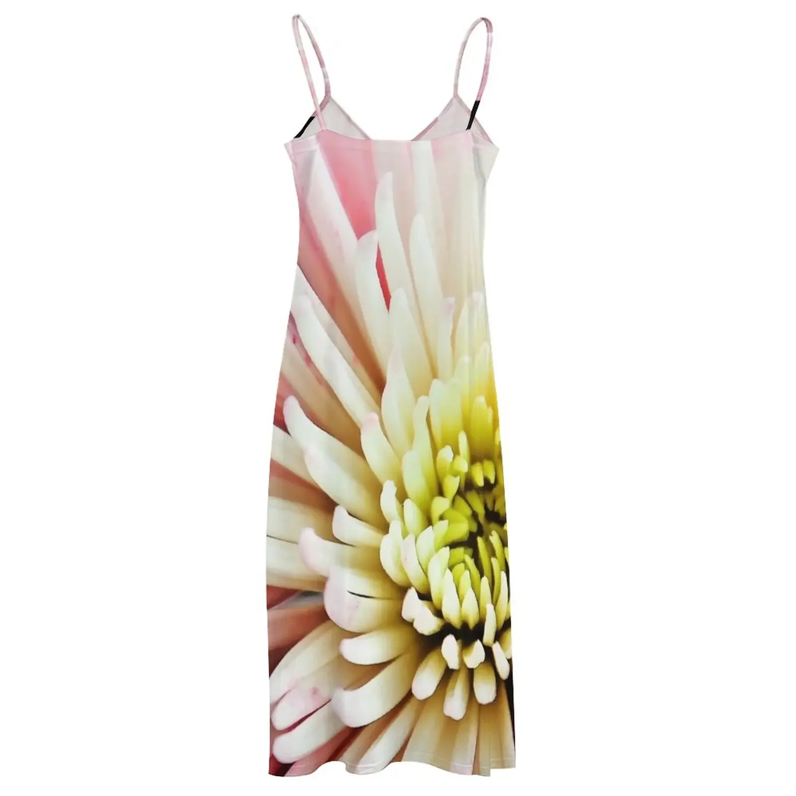 여성을위한 피는 국화 꽃 민소매 드레스 해변 의상 여성 드레스 드레스