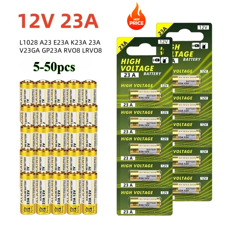 

12V 23A Battery 23GA A23S E23A EL12 MN21 V23GA GP23A LRV08 For Doorbell Remote Control Electric Toy A23 Alkaline Battery Pack