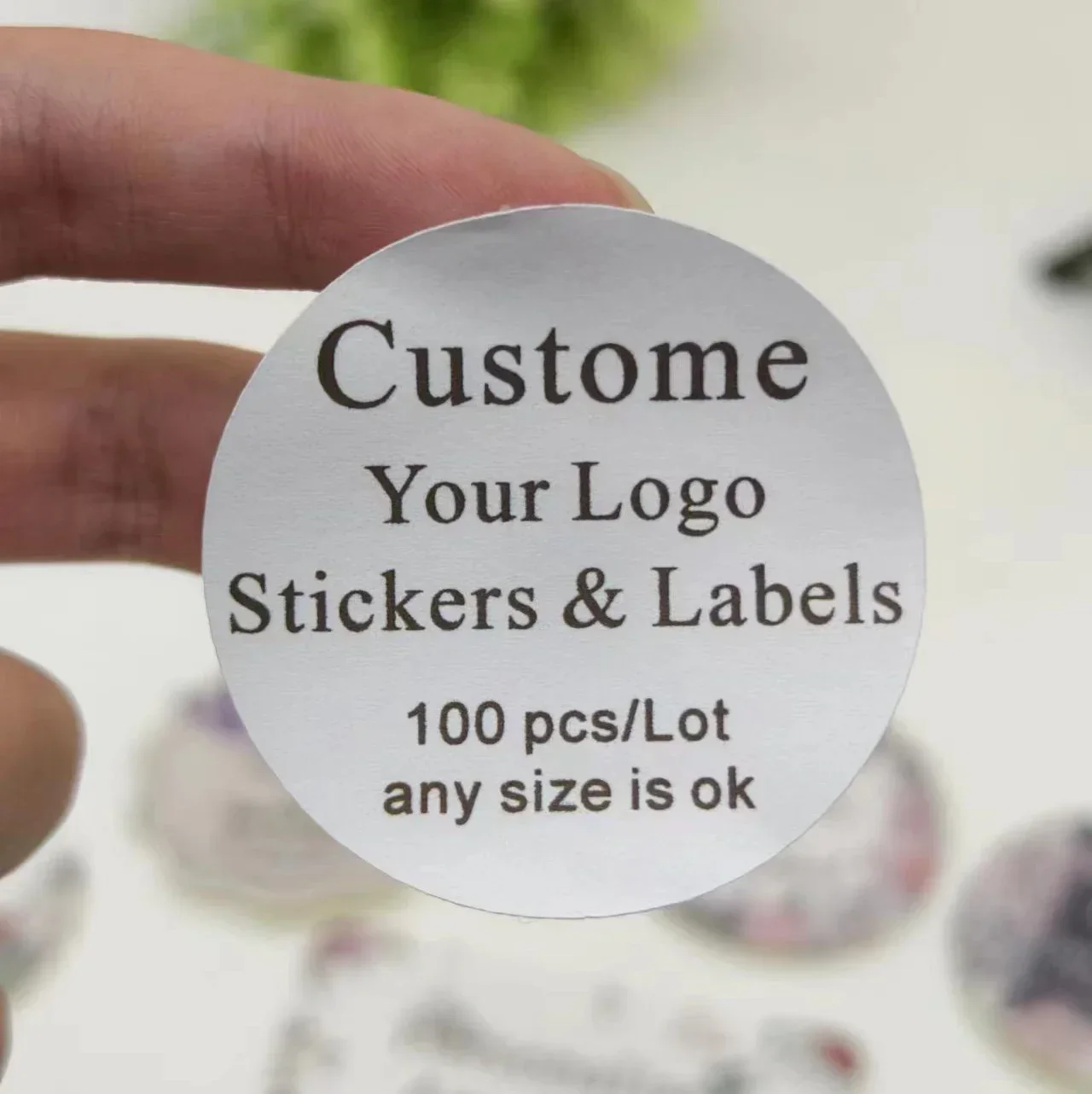 

100pcs Custom LOGO Stickers White Label/Wedding Packaging sticker design Kraft baking your own name,THANK YOU labels