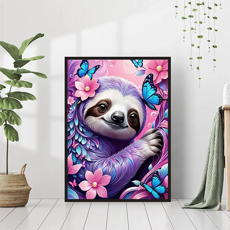 لطيف الكسل الاصطناعي الماس اللوحة الحيوان 5D الحفر الكامل التطريز الكرتون فراشة الوردي والأرجواني DIY فسيفساء هدية فريدة من نوعها