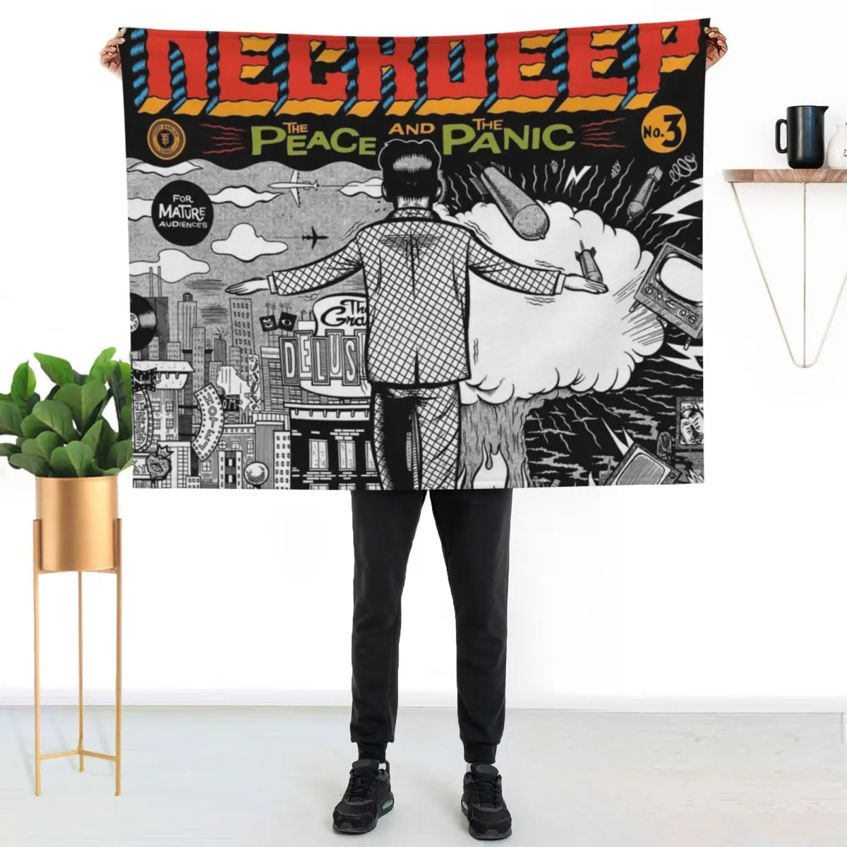 Peace and the panic Throw Blanket Plaid Moving Blankets For Sofas Fashion Sofas warm for winter Vintage Blankets