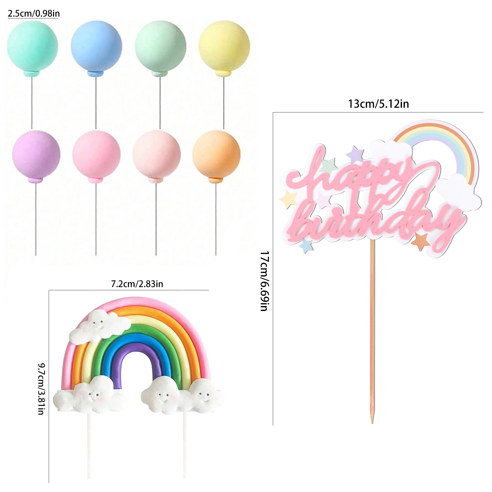 13pcs/set Rainbow Pegasus Unicorn Theme Cake Topper for Birthday Baby Shower Wedding Party Cake Decoration - view 6