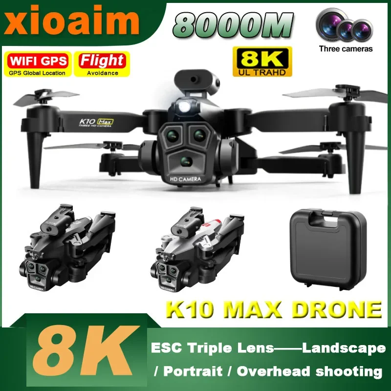 For Xiaomi K10 Max Drone 8K Professinal Three Camera Brushless Motor Unmanned Aerial With Optical Flow Positioning Function