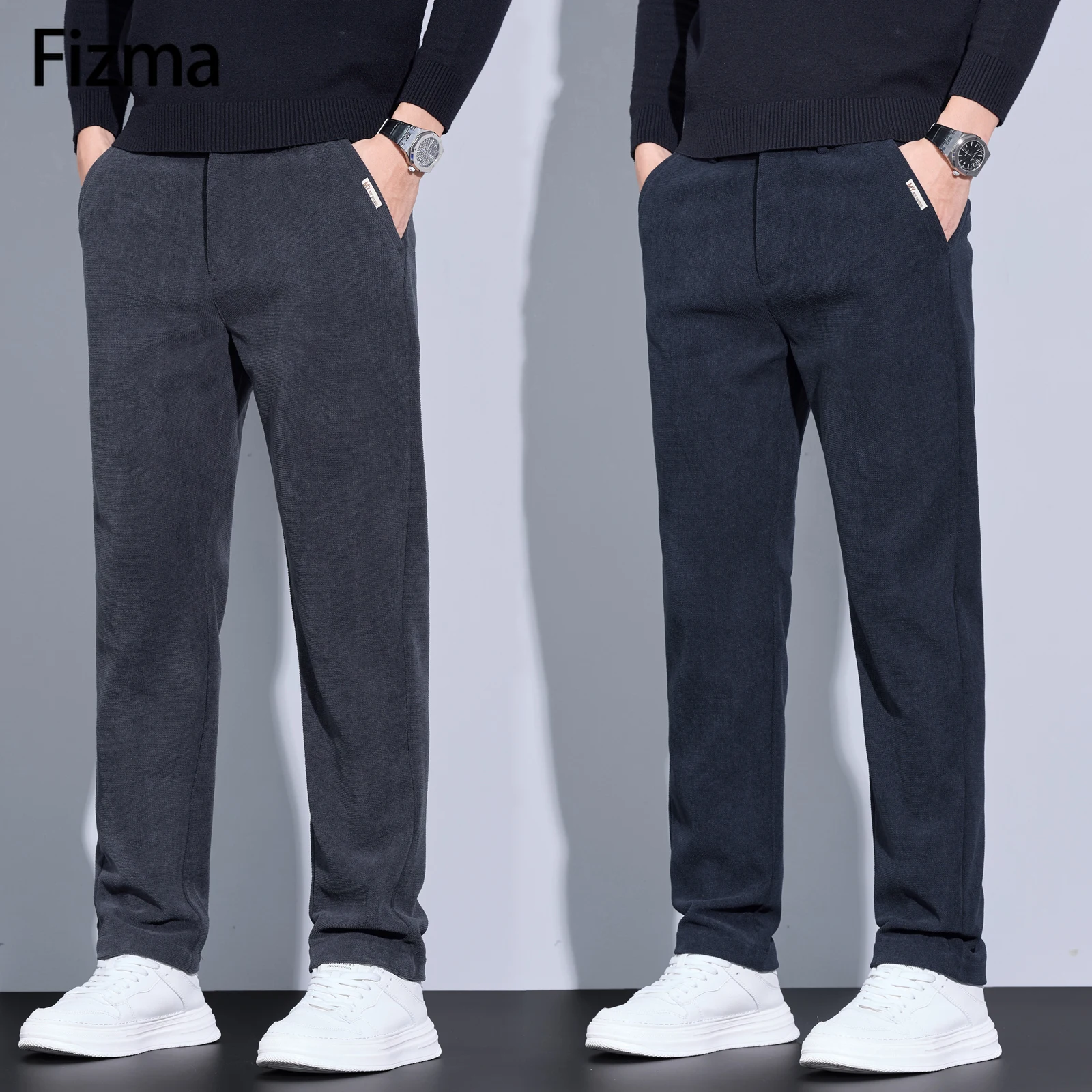 Fizma-Pantalon de golf élastique pour homme, pantalon baggy décontracté, monochrome, polyvalent, vêtements FJMens, haute qualité, mode d'affaires, automne