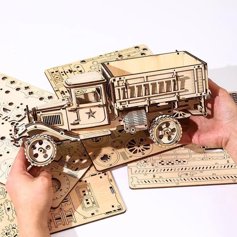 Kit de modèle 3D en bois, Puzzle, ingénierie, véhicule de Transport, assemblage, camion, voiture, modèle de camion automobile, jouets de bricolage, décoration, cadeau pour enfants